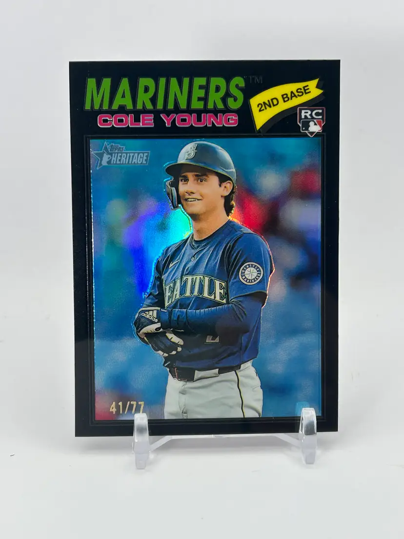 Cole Young - 2026 Topps Heritage Chrome Black Border /77 Rookie - Seattle Mariners