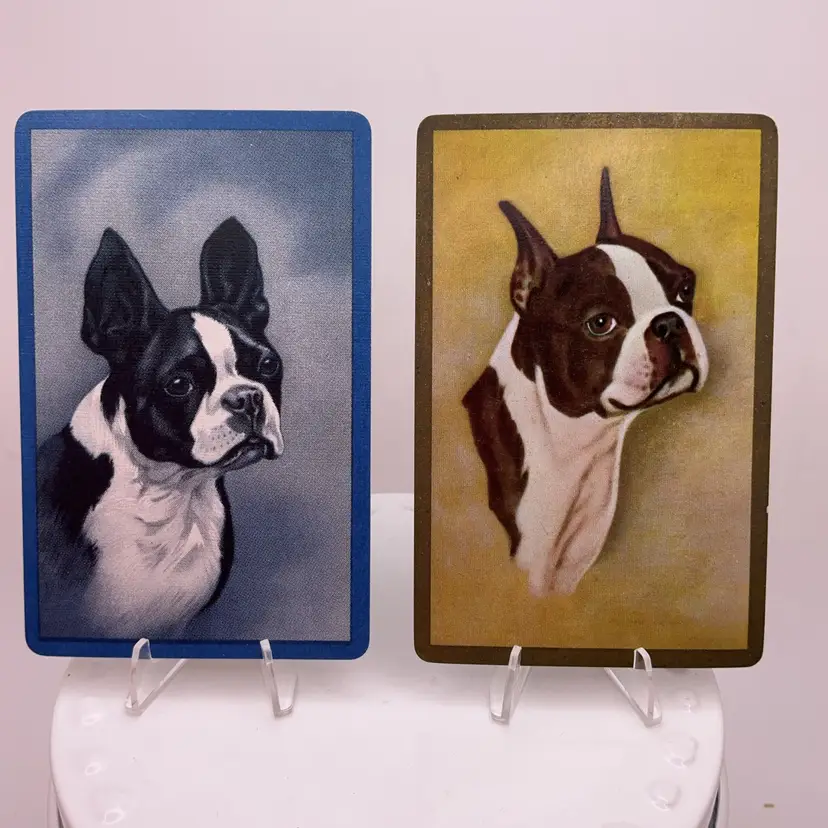 PP4 VTG Boston Terrier Dog Playing Cards Lot of 2