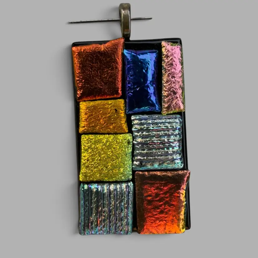 Dichroic Glass Pendant Triangle 2” x 1”