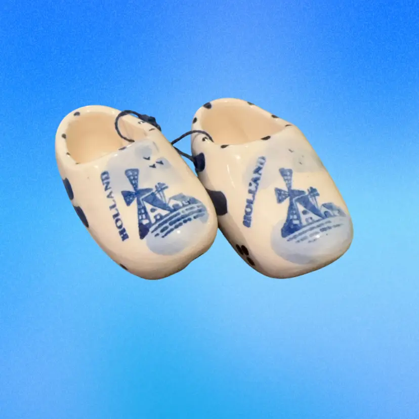 Mini Pair Of Porcelain Dutch Shoes- Holland