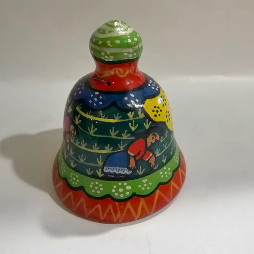 Mexican Tonala Style Pottery Bell- 3.75”