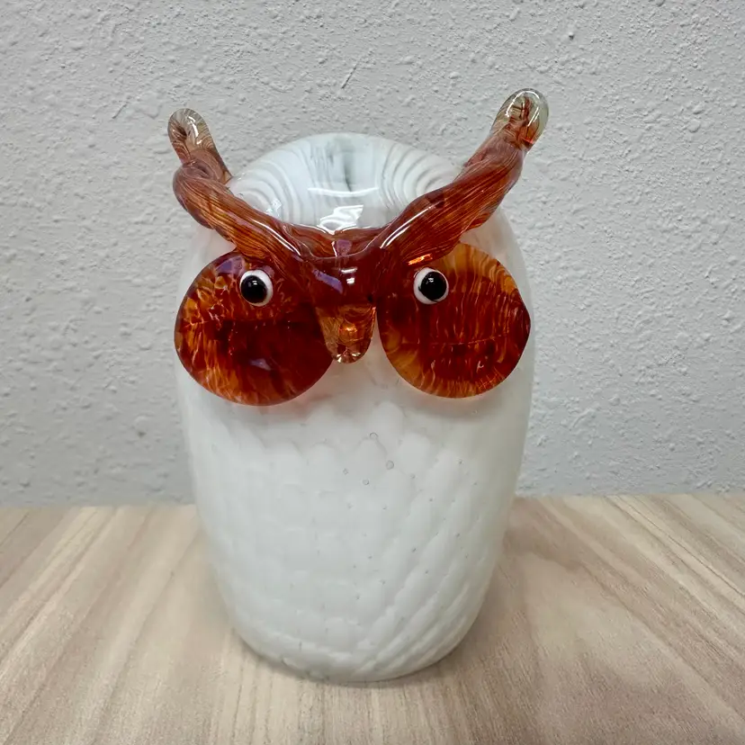 Vintage German Hutschenreuther Murano Style Art Glass Owl Figurine Paperweight