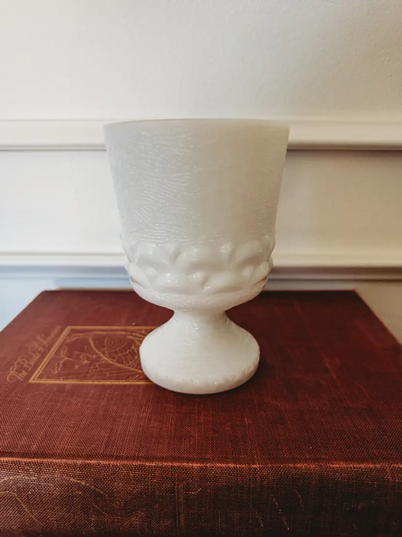 Vintage Compote Monterey Milk Glass by Brockway Glass Co.