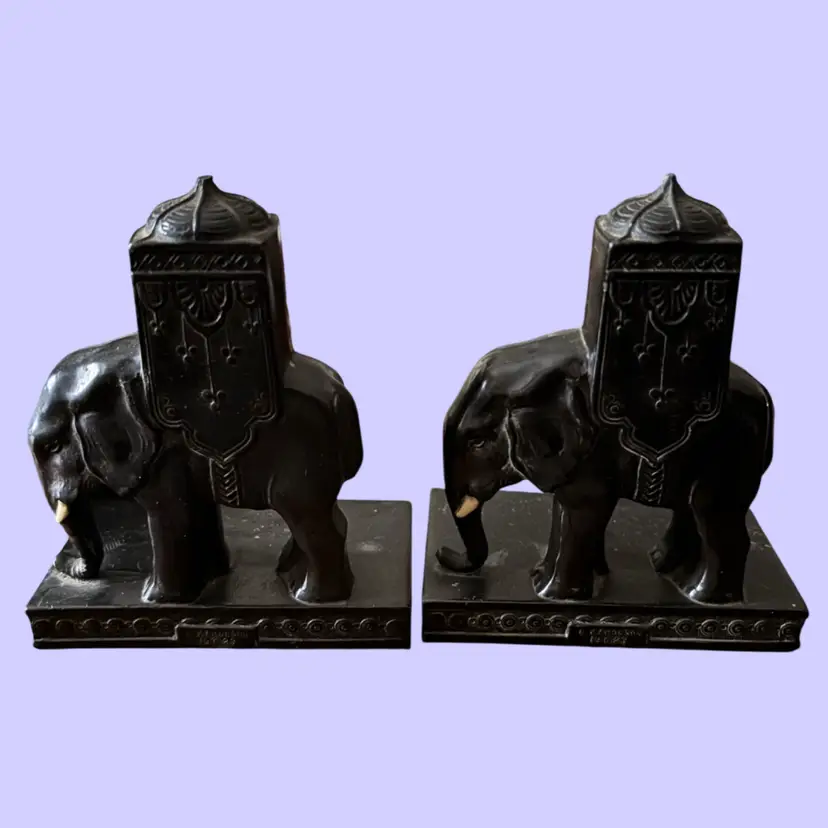Aronson Antique Cast Iron Elephant Bookends