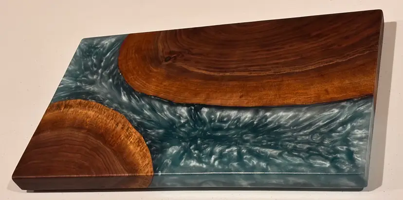 Handcrafted Walnut & Oceanic Epoxy River Cutting board / Serving Board / Charcuterie Board