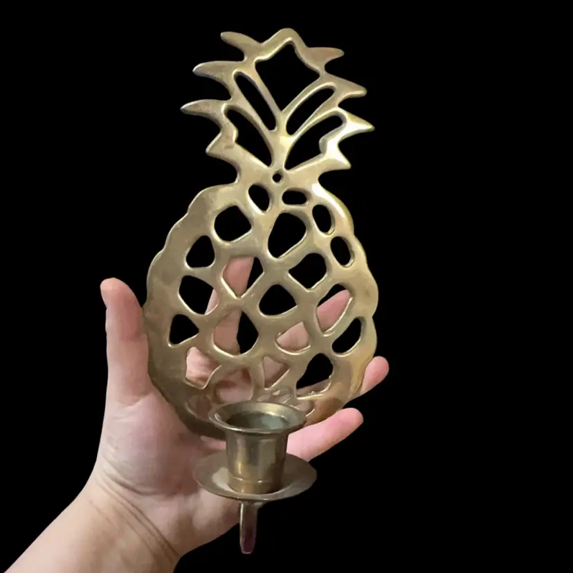 Brass Pineapple Candle Stick Wall Hanging