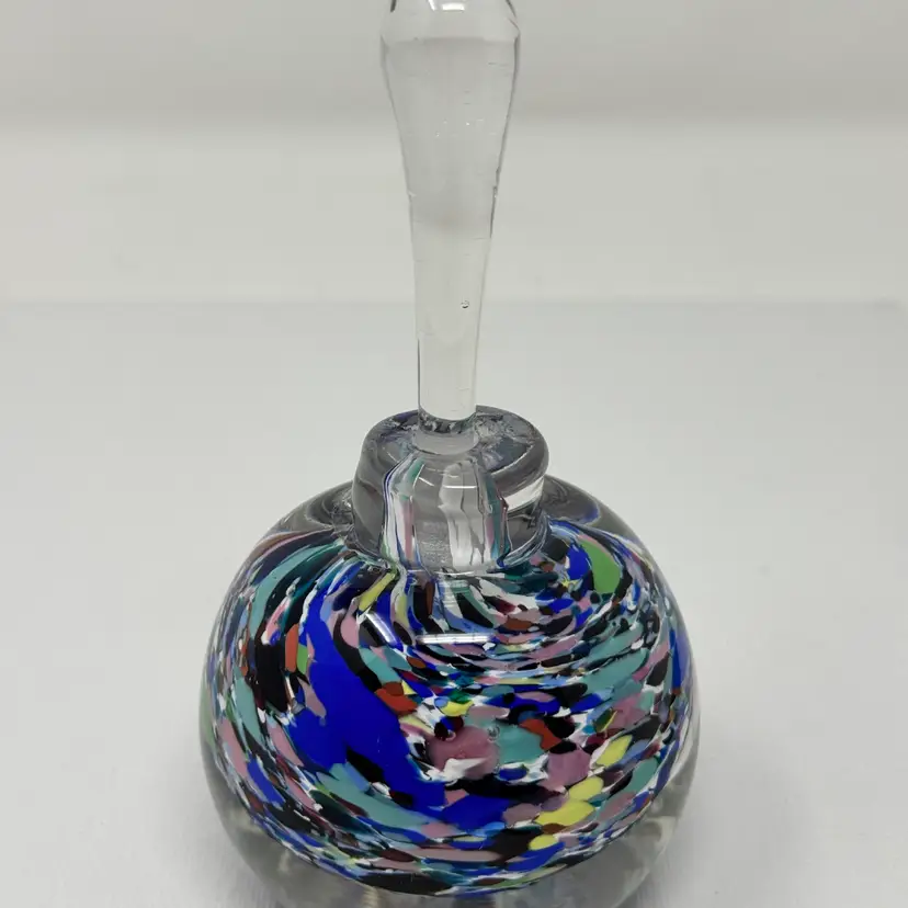 Multi-Color Confetti Swirl Paperweight  Round Perfume Bottle with Tall Clear Stopper