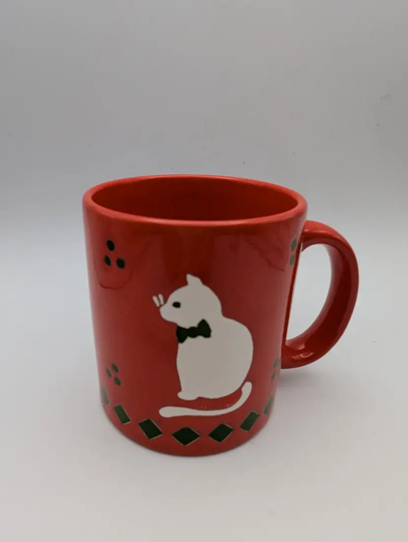 Vintage Waechtersbach Mug- Christmas Holiday Cat