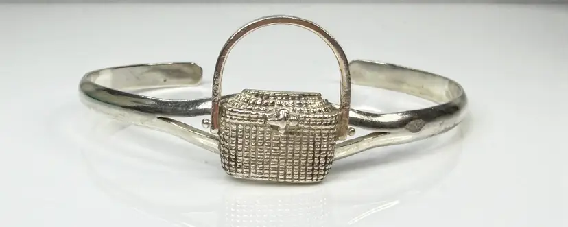 Vintage 925 Sterling Silver Nantucket Basket Cuff Bracelet 21.4g 8" JR2158