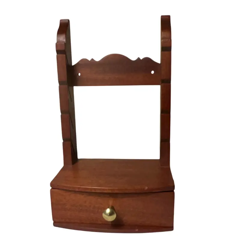 Vintage Mahogany Mail/Note Display Shelf With Drawer 11.5” x 6.5” x 4.25”READ