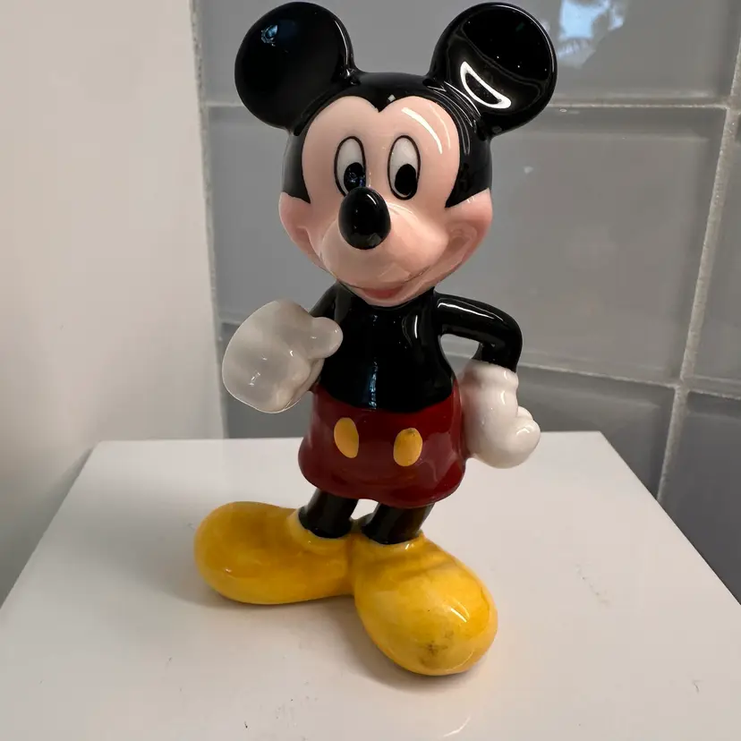 Vintage Mickey Mouse Ceramic Figurine – 5” Disney Character