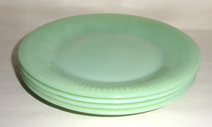 4 Vintage Fire King Salad Plates ~ Jane Ray Luncheon ~ 7.75” unmarked
