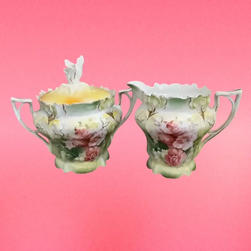 Antique Prussia Cream And Sugar Set