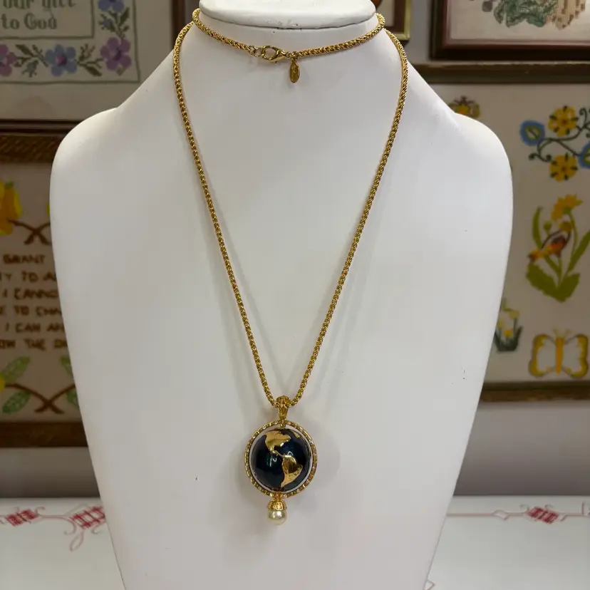Kenneth Jay Lane “World Peace” Statement Necklace Vintage 90s