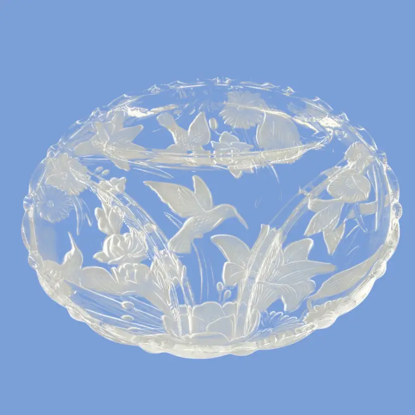 #191- Hummingbird Platter Divided Appetizer Plate Paradise Garden Pattern By Crystal Clear Studios Japan