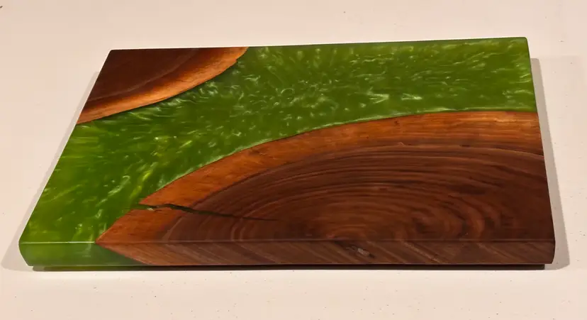 Handcrafted Black Walnut & Emerald Green Epoxy Resin Board