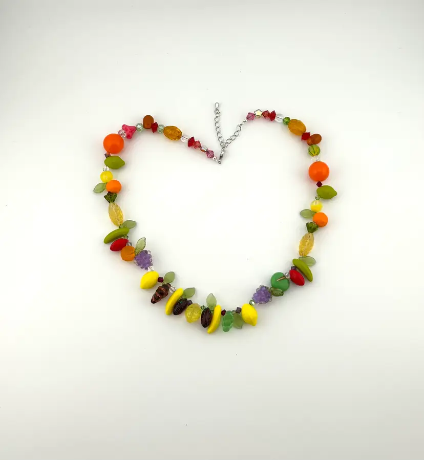 Frutti Silver Tone Beaded Necklace 18”