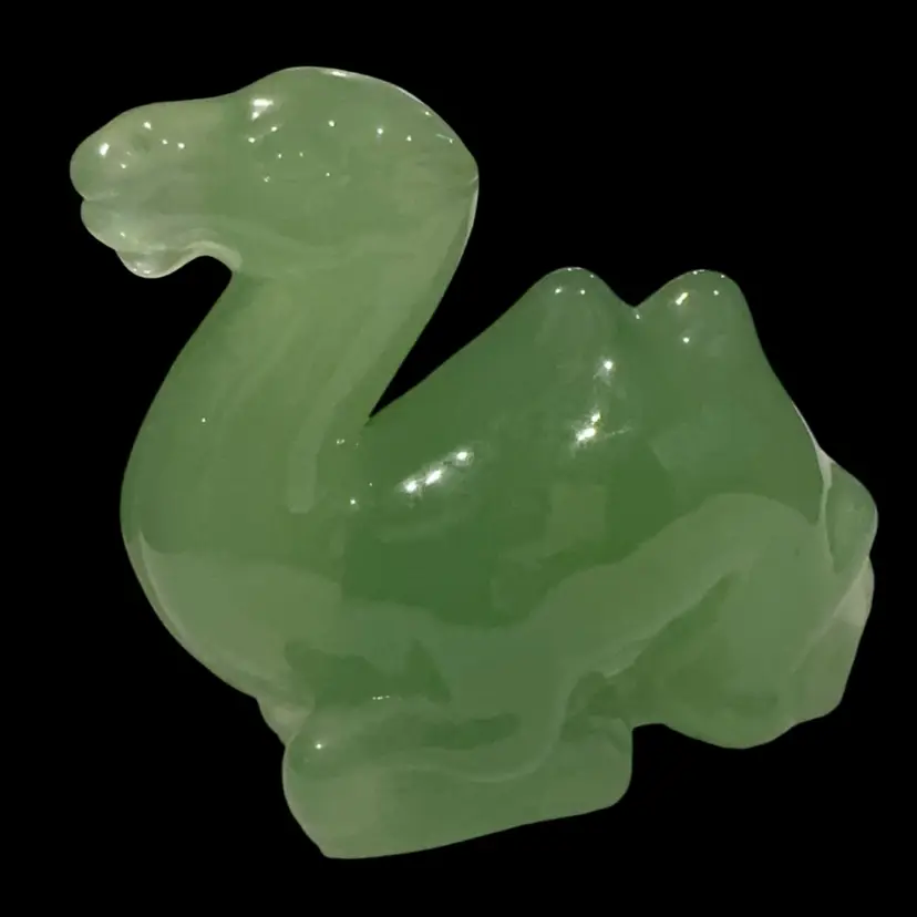 Green Jade Glass Camel Figurine