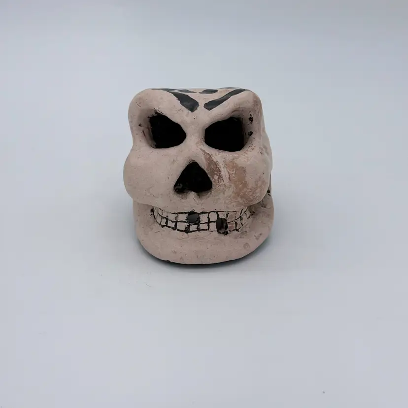 Vintage Skull Halloween Figurine / Shift Knob Handmade Hand Painted 2.5”X4”
