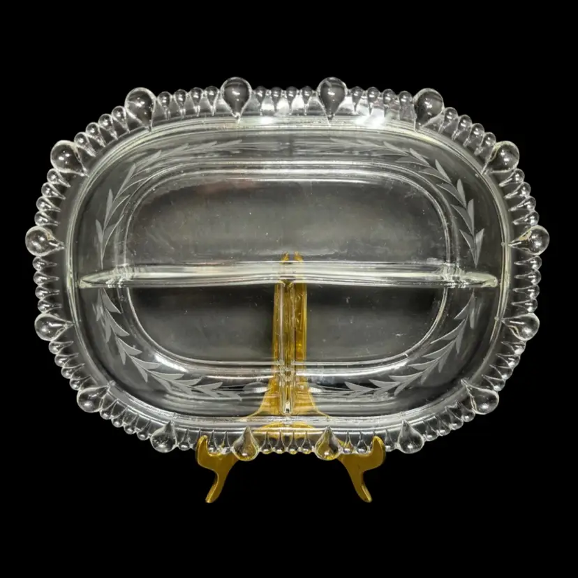 Paden City Glass Relish Dish Vintage Glass Teardrop Pattern