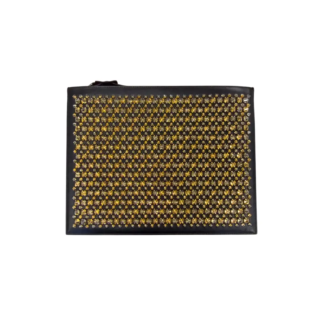 Christian Louboutin Black Silver & Gold Studded Clutch