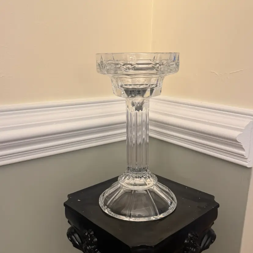 Godinger Crystal Pedestal Pillar Candle Holder – 10in