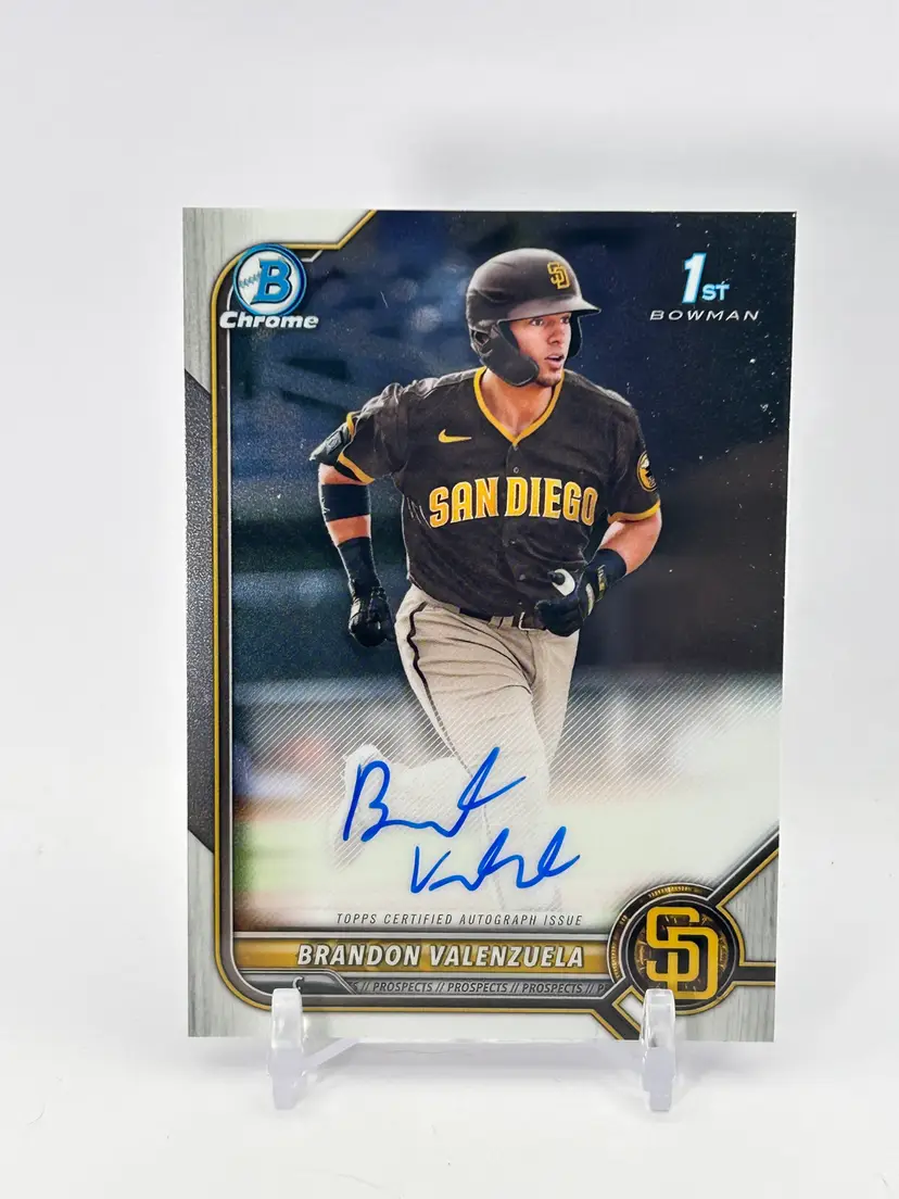 Brandon Valenzuela - 2022 Bowman Chrome 1st Prospect Auto - Toronto Blue Jays (SDP uniform)