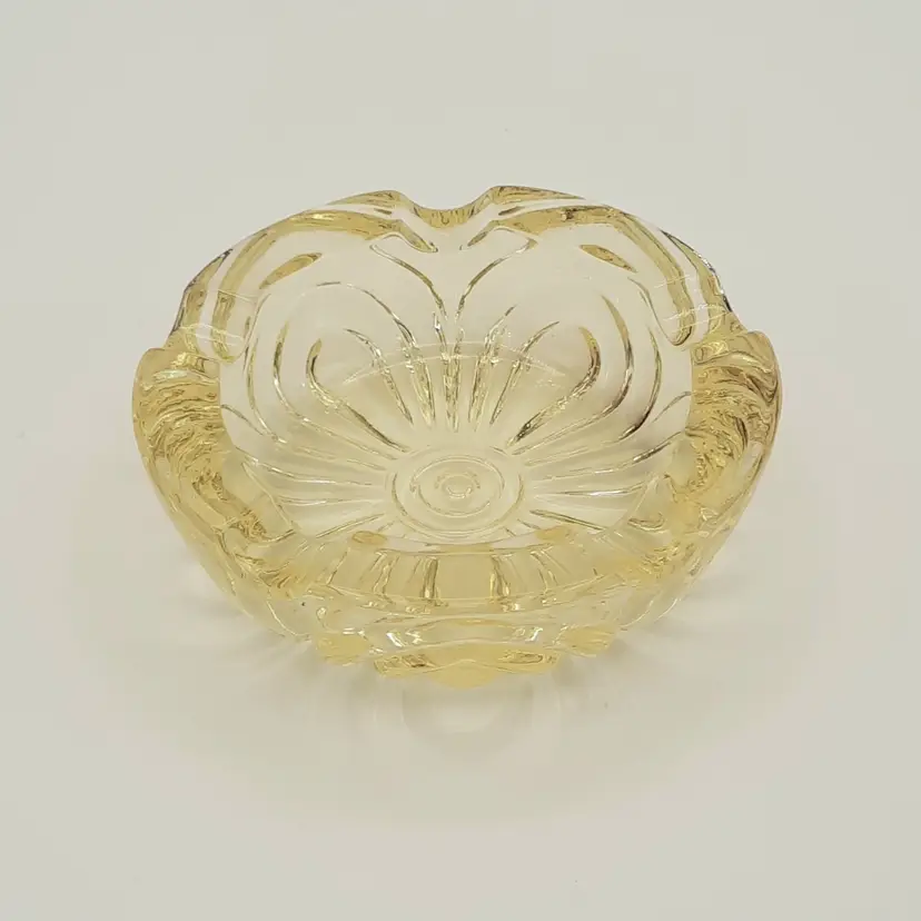 Pale Yellow Cambridge Glass Caprice Trinket Dish Ashtray