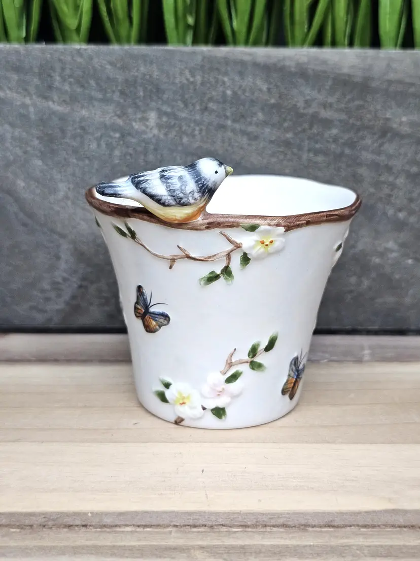 Yankee Candle NATURE'S BIRDS Votive Candle Holder Birds Butterflies Blossoms