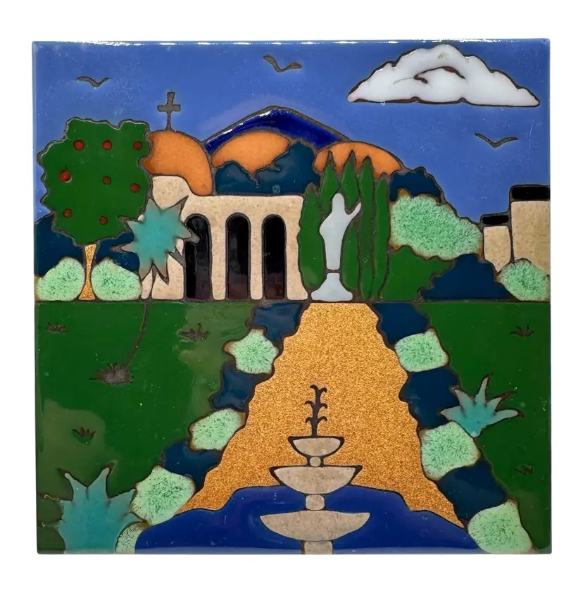 Vintage Triton Tile Trivet Hit Plate San Juan Capistrano 7th CA Mission 5.75”