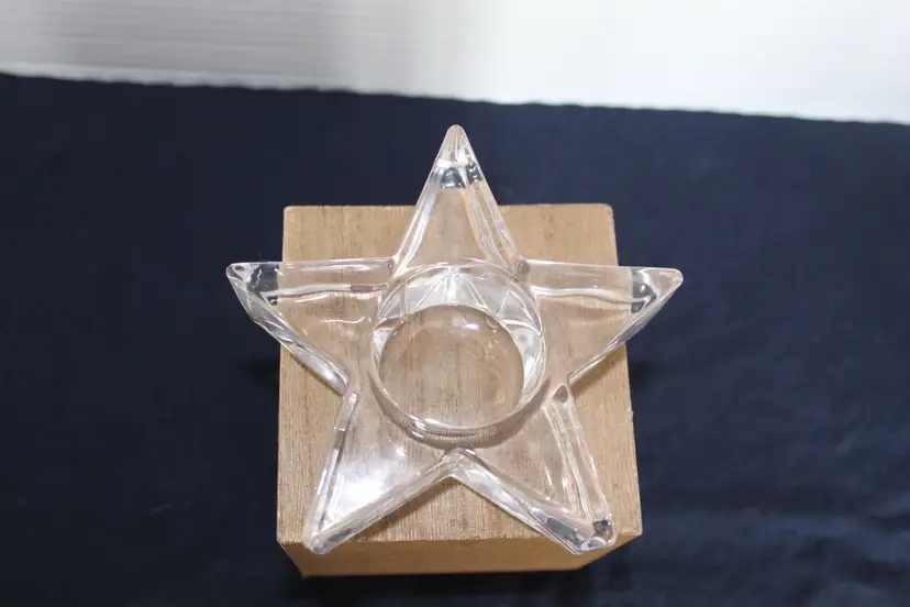 Vintage Heavy STAR CRYSTAL GLASS CANDLE HOLDER