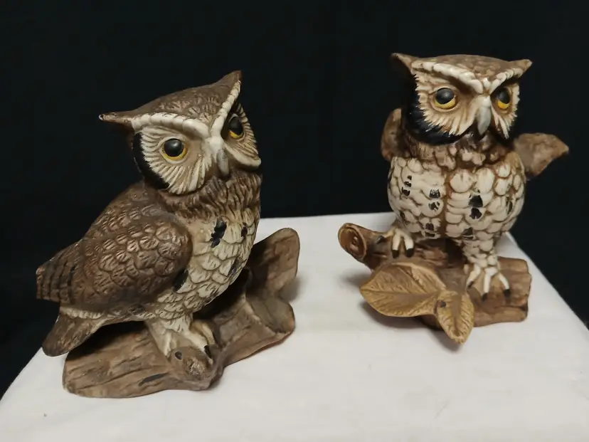 Vintage Ceramic Owl Figurines Set