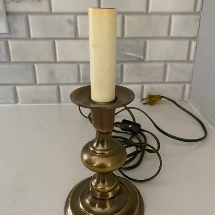 Vintage Brass Electric Candlestick Lamp