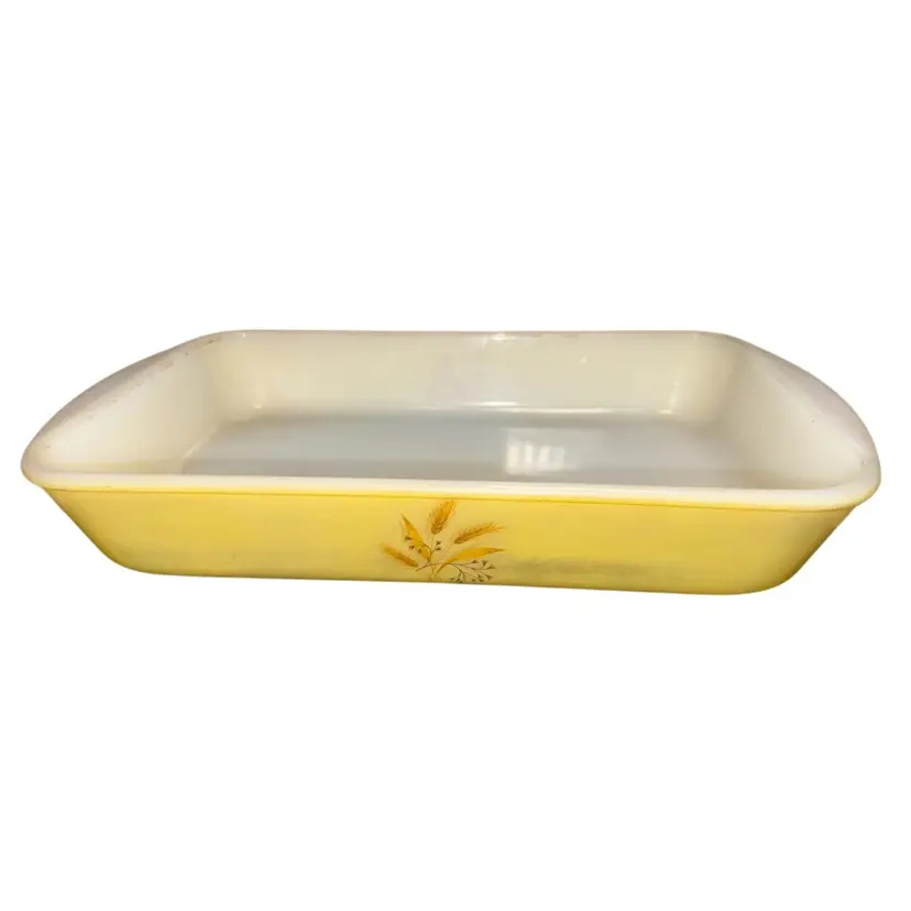 Vintage Yellow Glasbake Divided Dish for Sears J-263 Milk Glass 2.5 Quart 13x8