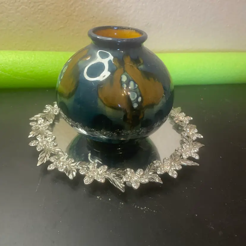 Gorgeous Artist Signed Glazed Pottery Squat Vase From Canada
