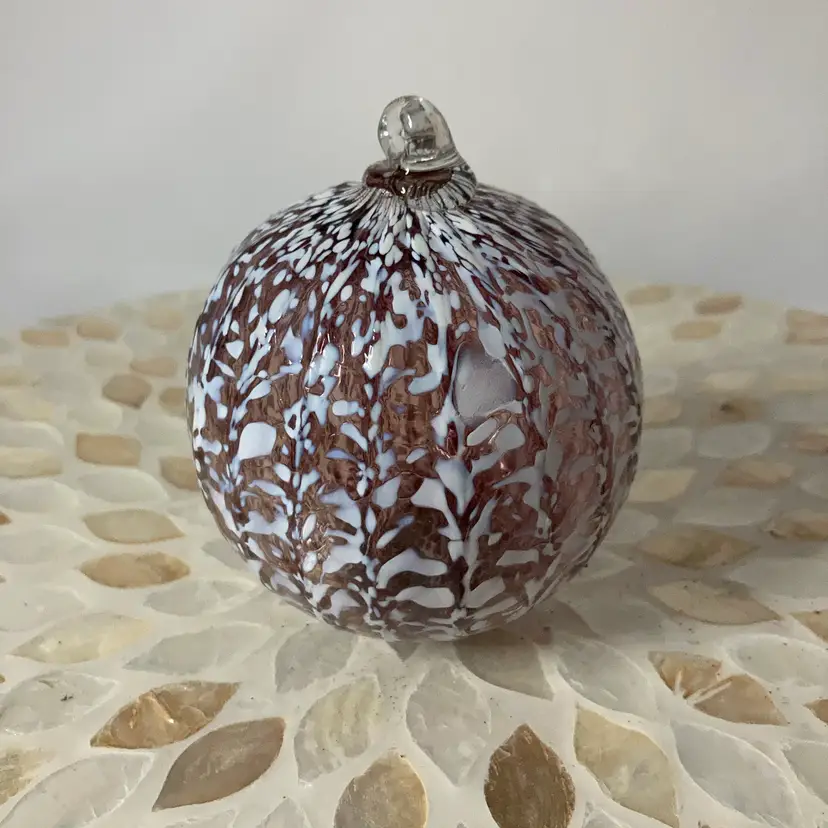 4” Hanging Amethyst And White Glass Orb!