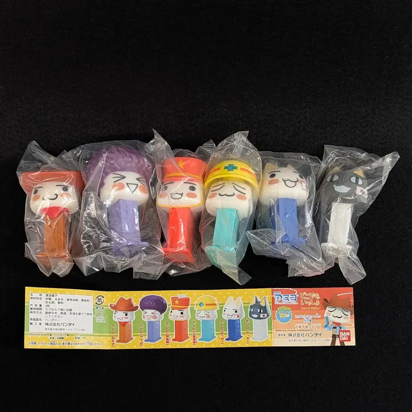 2006 Bandai Dokodemo Issyo 2 Mini PEZ Complete Set 6 Gashapon Japan Toy 5 Inserts