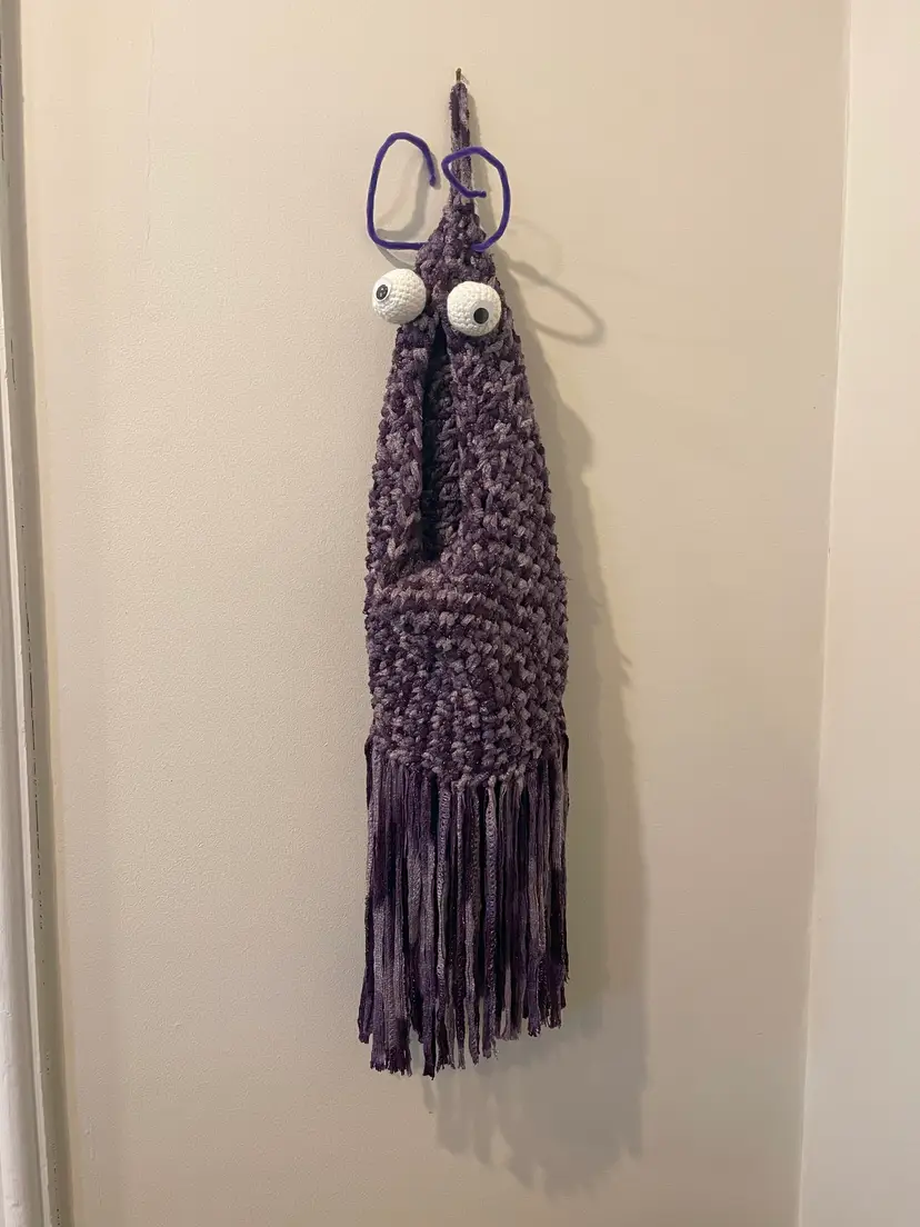 Crocheted Purple Monster Bag Holder Extra Large