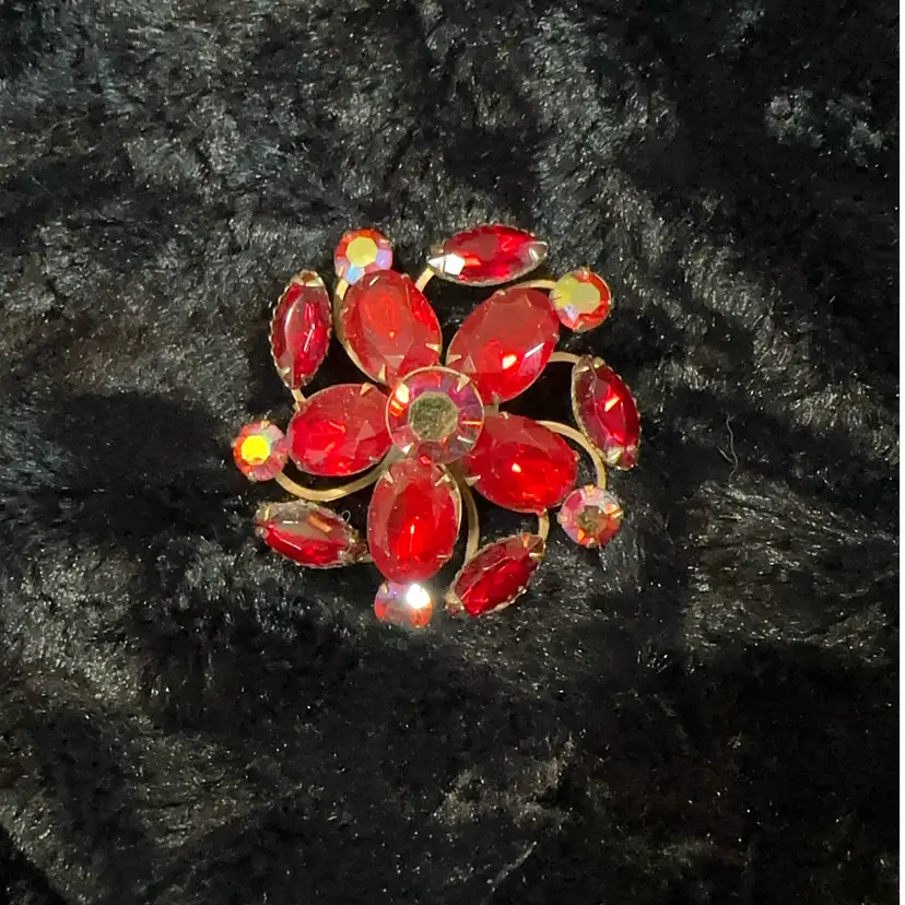Red Rhinestone Brooch