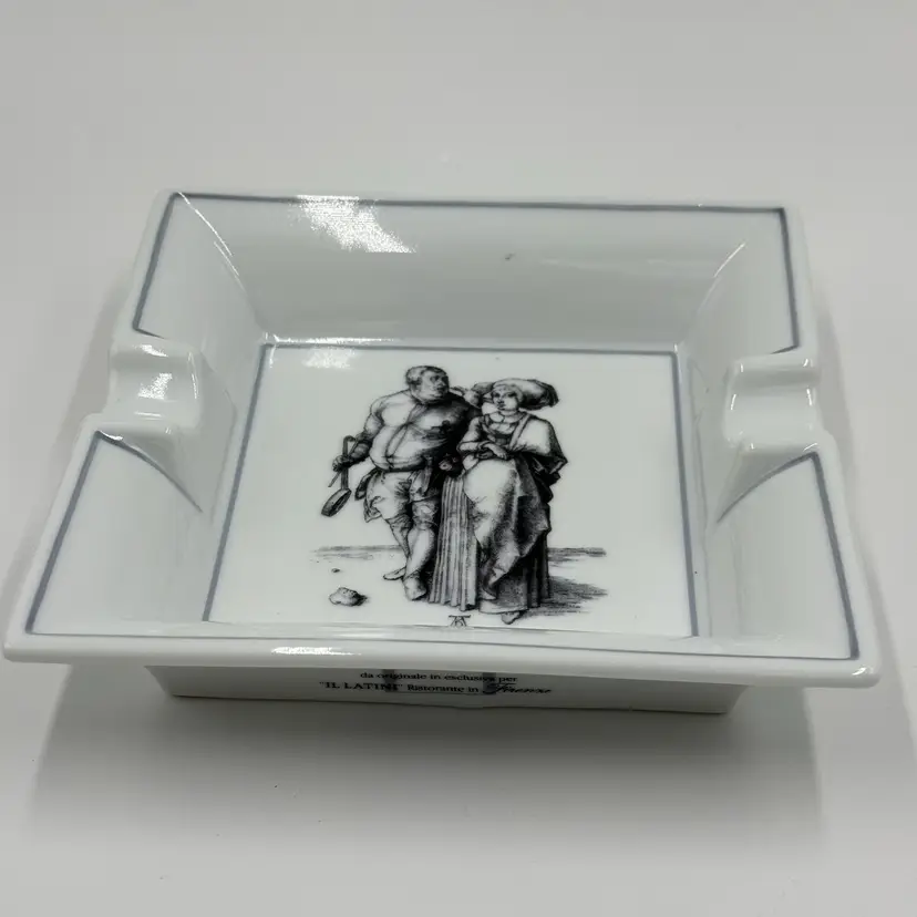 Schonhuber Franchi IL Latini Florence Italy Porcelain Cigar Ashtray Albrecht Durer Cook & His Wife