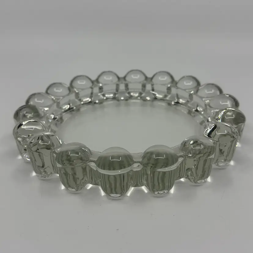 Vintage. Anchor Hocking Boopie Bubble Glass Ashtray Clear Trinket Dish 7”