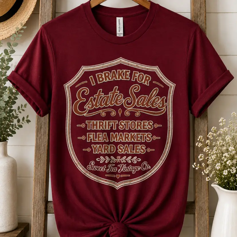 I Break For Estate Sales Red Medium Tshirt