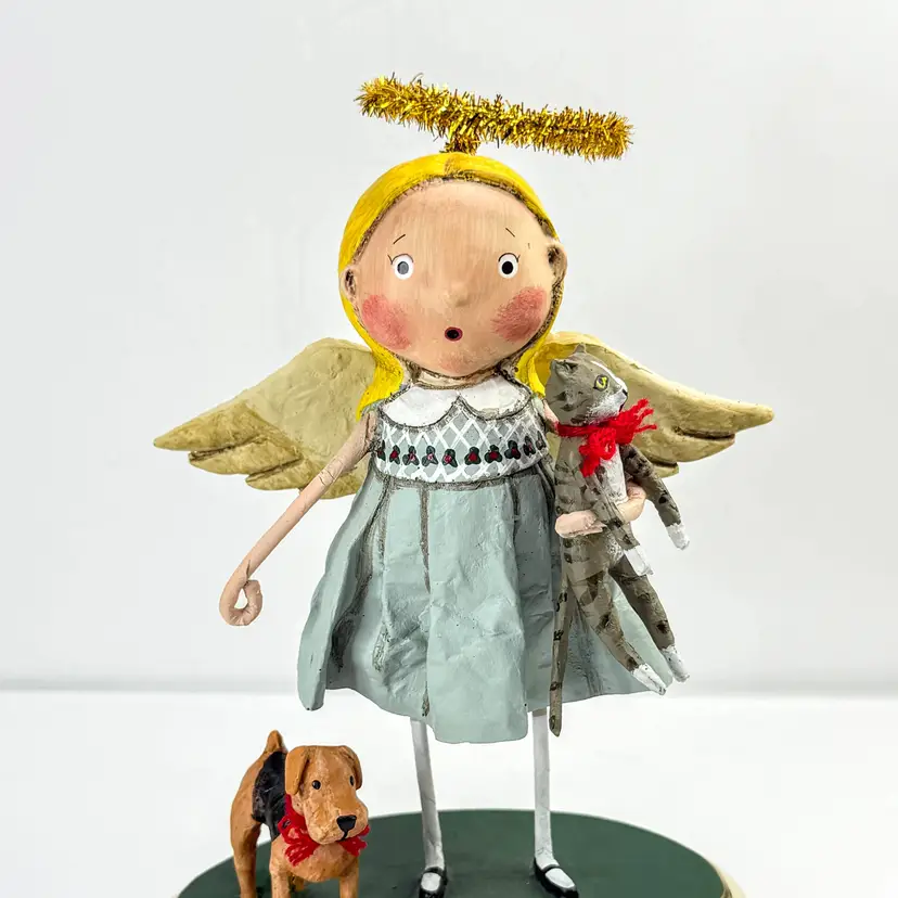 Lori Mitchell Animal Keeper Angel Cat Dog Figurine New in Box old stock A1282