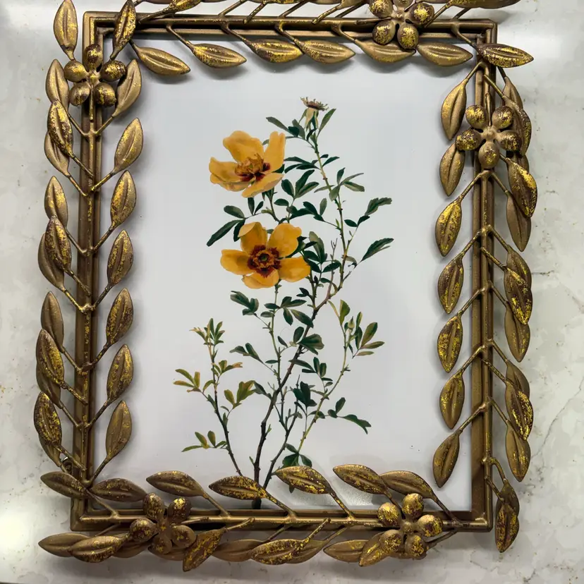 Vtg Gold Laurel Leaf Picture Frame 5x7 Metal Ornate  Branch Hollywood Regency