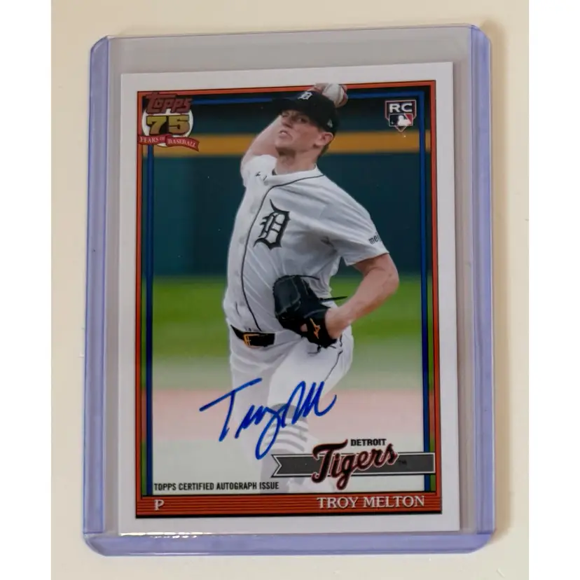 Troy Melton RC 1991 Topps Auto Detroit Tigers