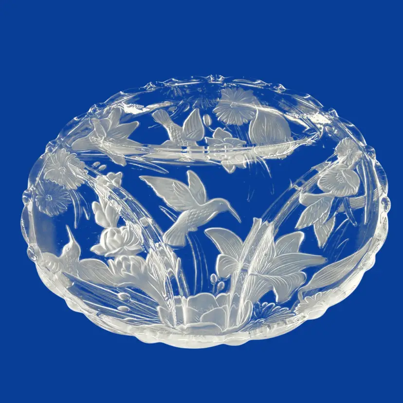 #191- Hummingbird Platter Divided Appetizer Plate Paradise Garden Pattern By Crystal Clear Studios Japan