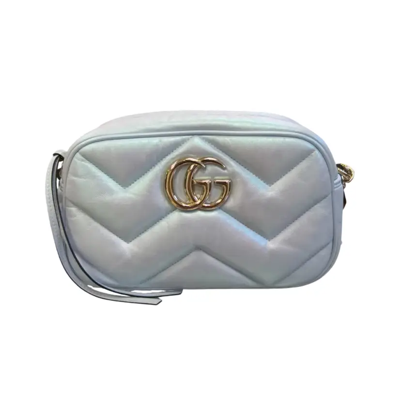 Gucci Iridescent Snow Light Blue Chevron Matelasse Small GG Marmont