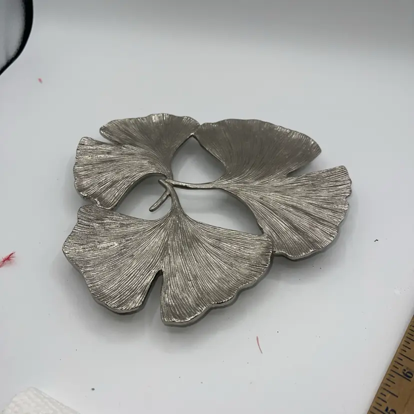 Michael Aram Signd Ginkgo Leaf Trivet Catch Plate Heavy Cast Metal