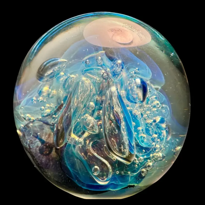 1999 Eickholt Fumed Controlled Bubble Paperweight