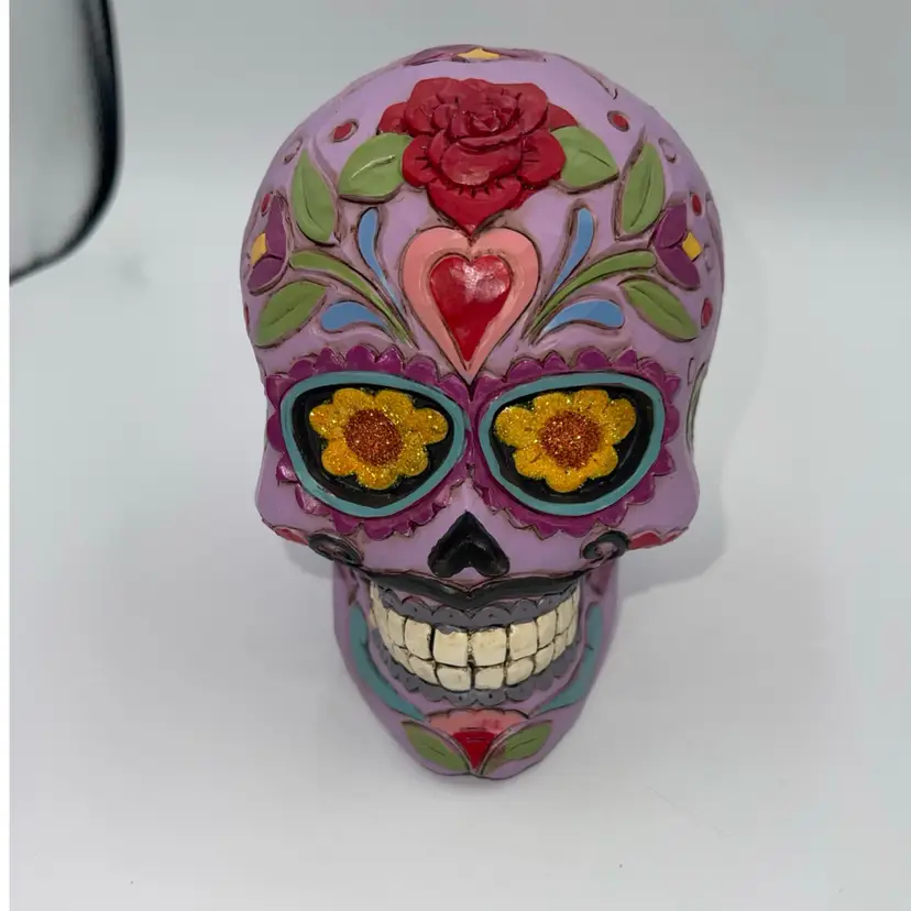Jim Shore DAY OF THE DEAD Colorful Calavera PURPLE SKULL FIGURINE 6012755